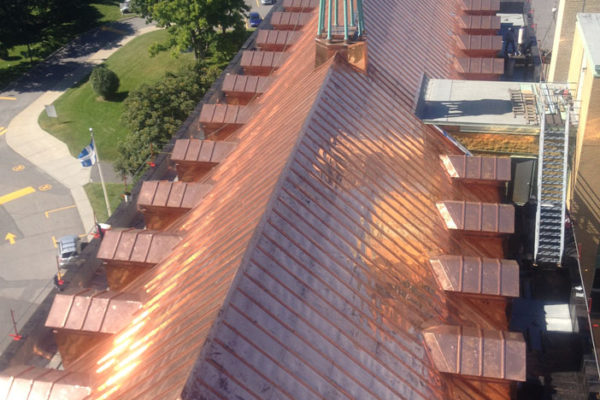 Copper roofing strips